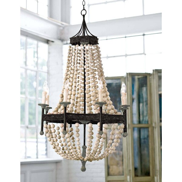 Wood Beaded Chandelier